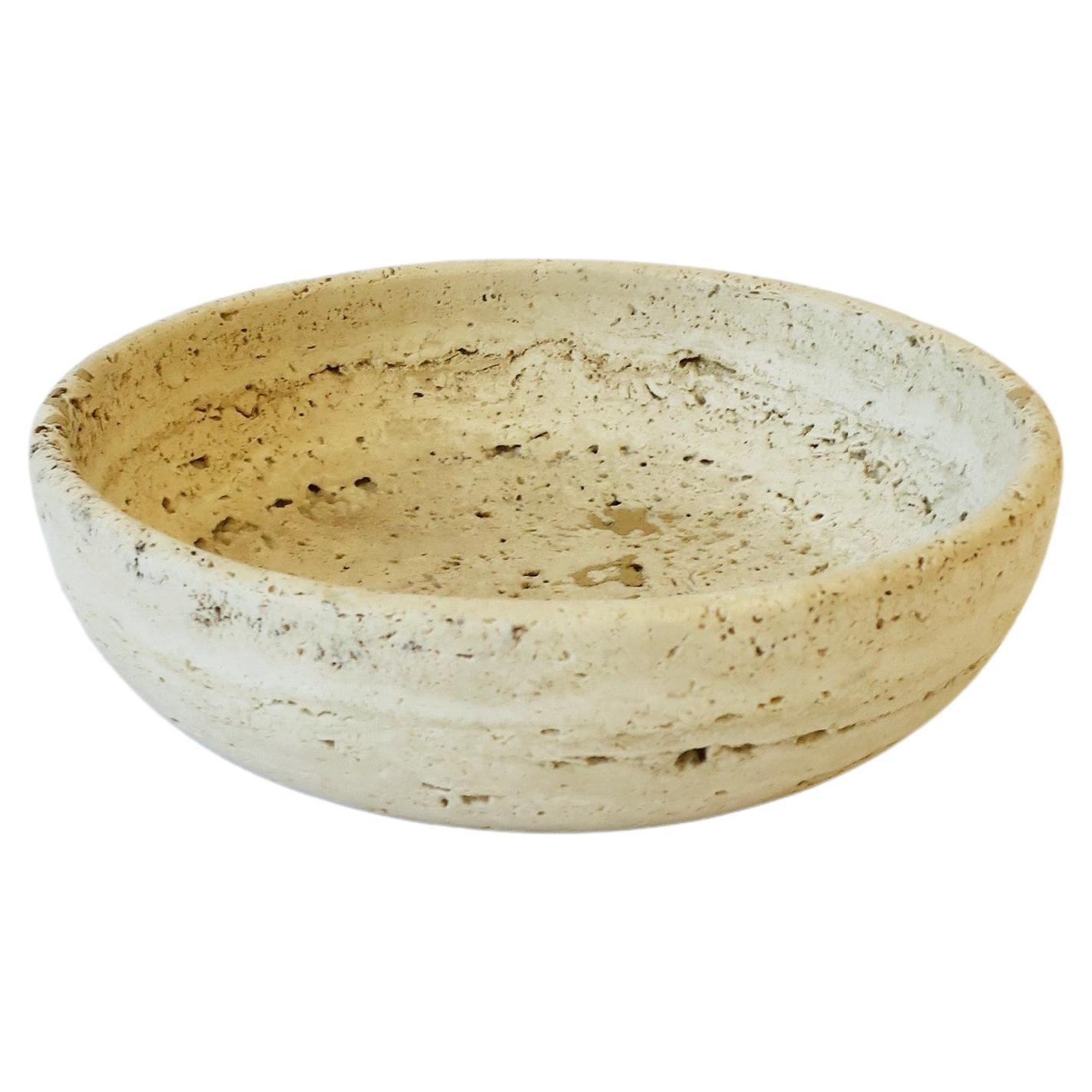 Italian Modern Travertine Marble Bowl Vide-Poche Catchall