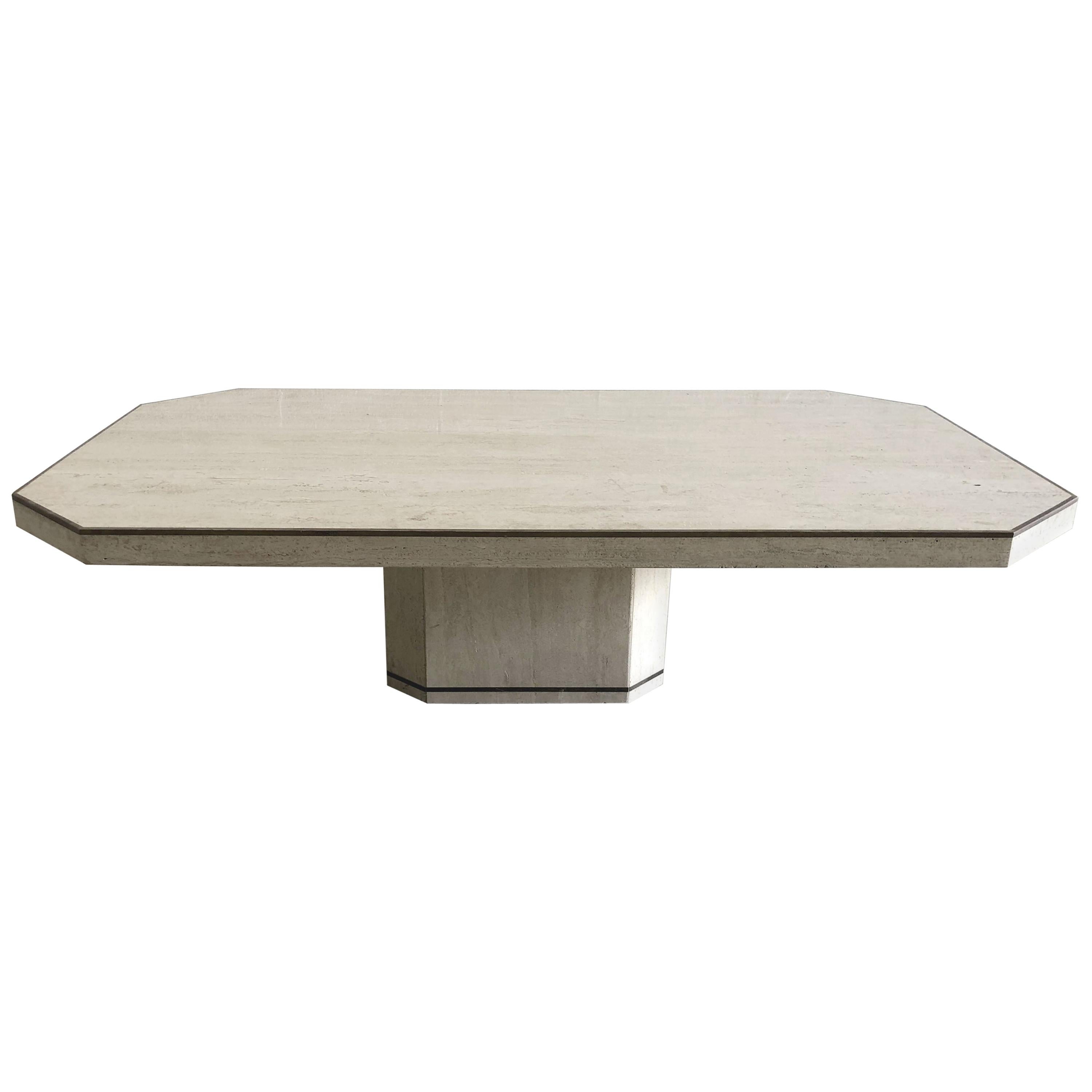 Italian Modern Travertine Marble Coffee Table for Jean Charles, Willy Rizzo