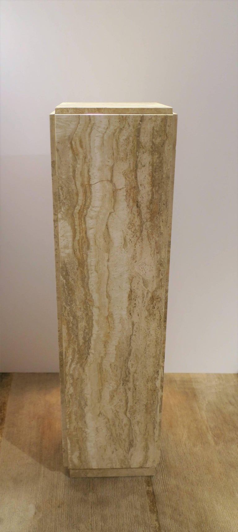 Italian Modern Travertine Marble Pedestal Column For Sale at 1stdibs