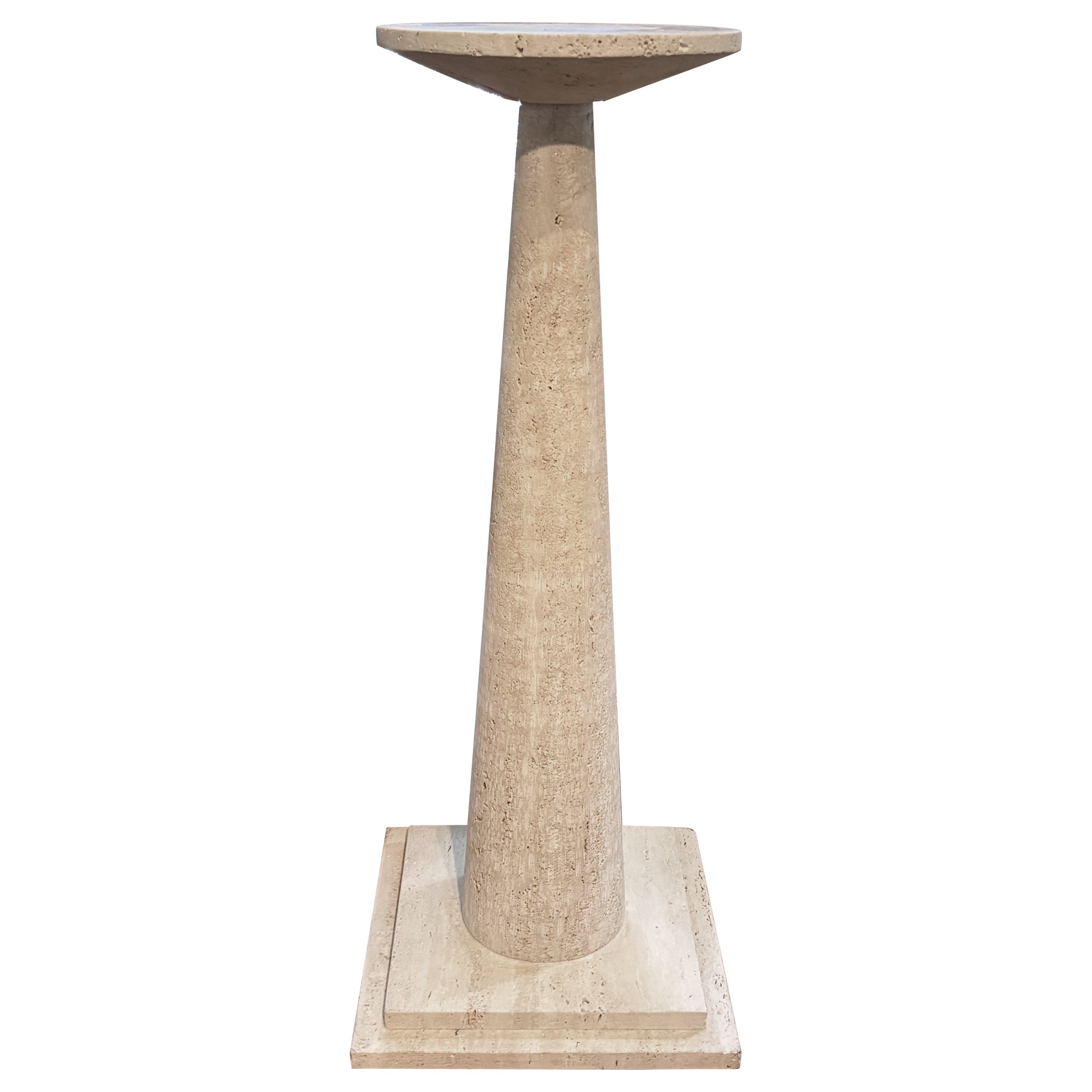 Italian Modern Travertine Pedestal By Angelo Mangiarotti