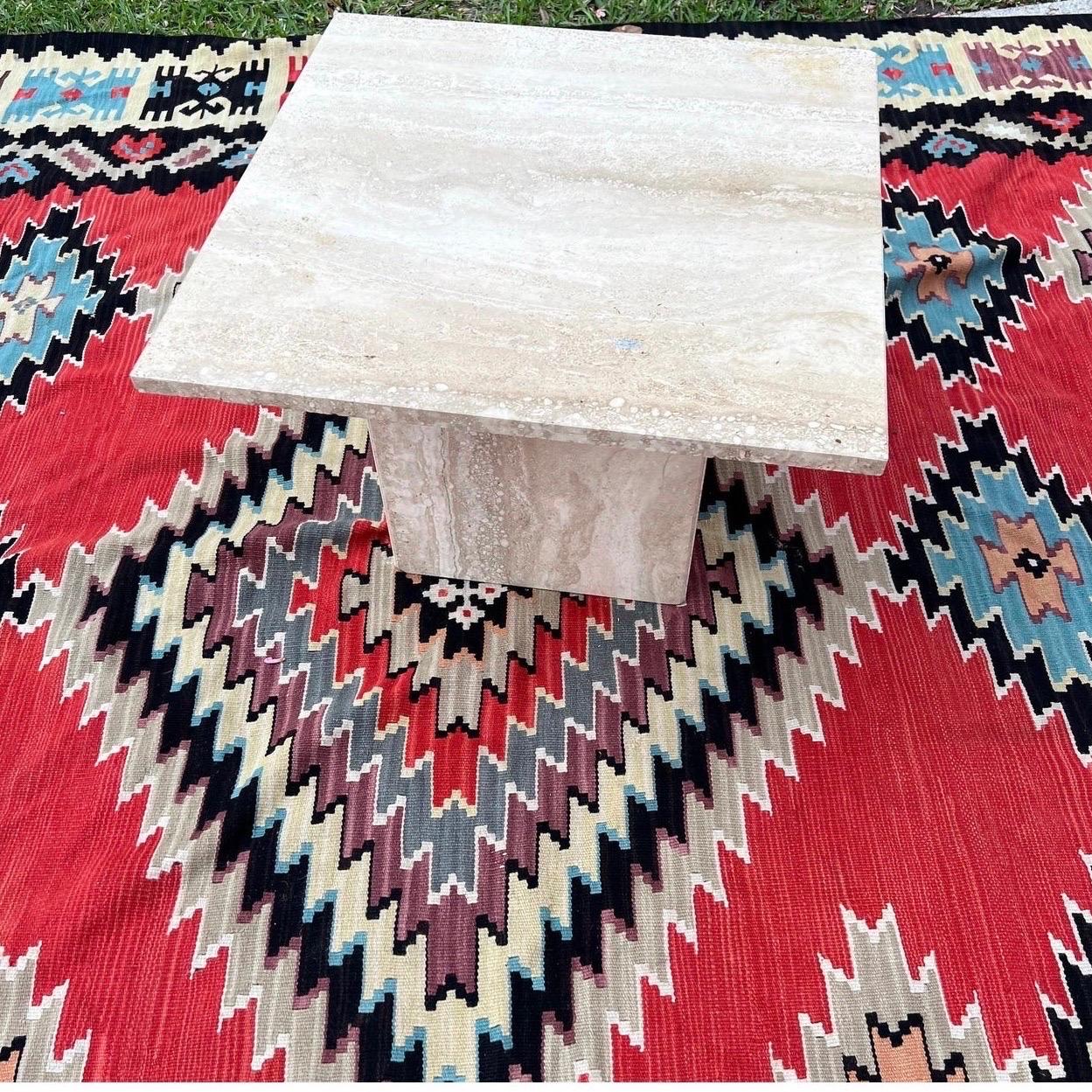 square travertine coffee table