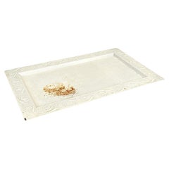 Retro Italian Modern Tray in Beige Iron with Curls Pattern Decorations, 1990s