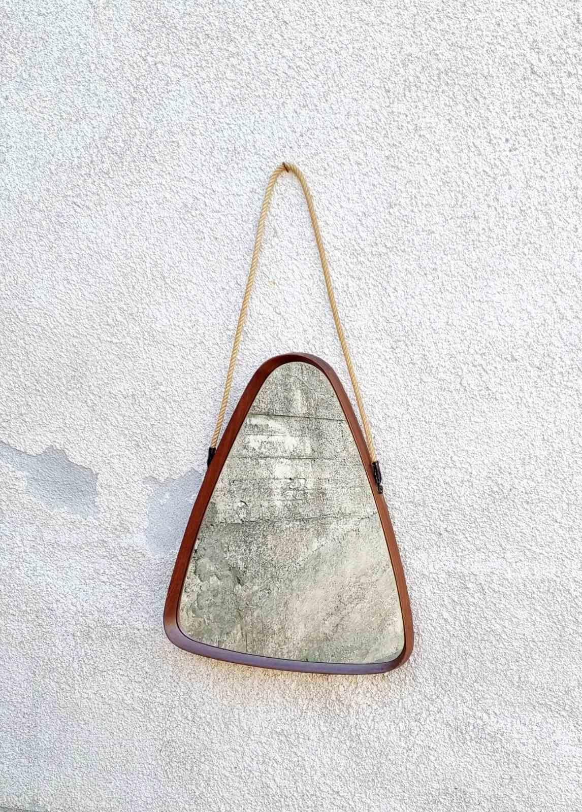 Mid-20th Century Italian Modern Triangular Mirror by Franco Campo and Carlo Graffi, Italy 60s For Sale