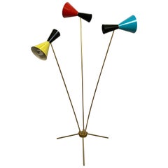 Italian Modern "Triennale" 3-Arm Articulating Adjustable Floor Lamp, Italy 1960s