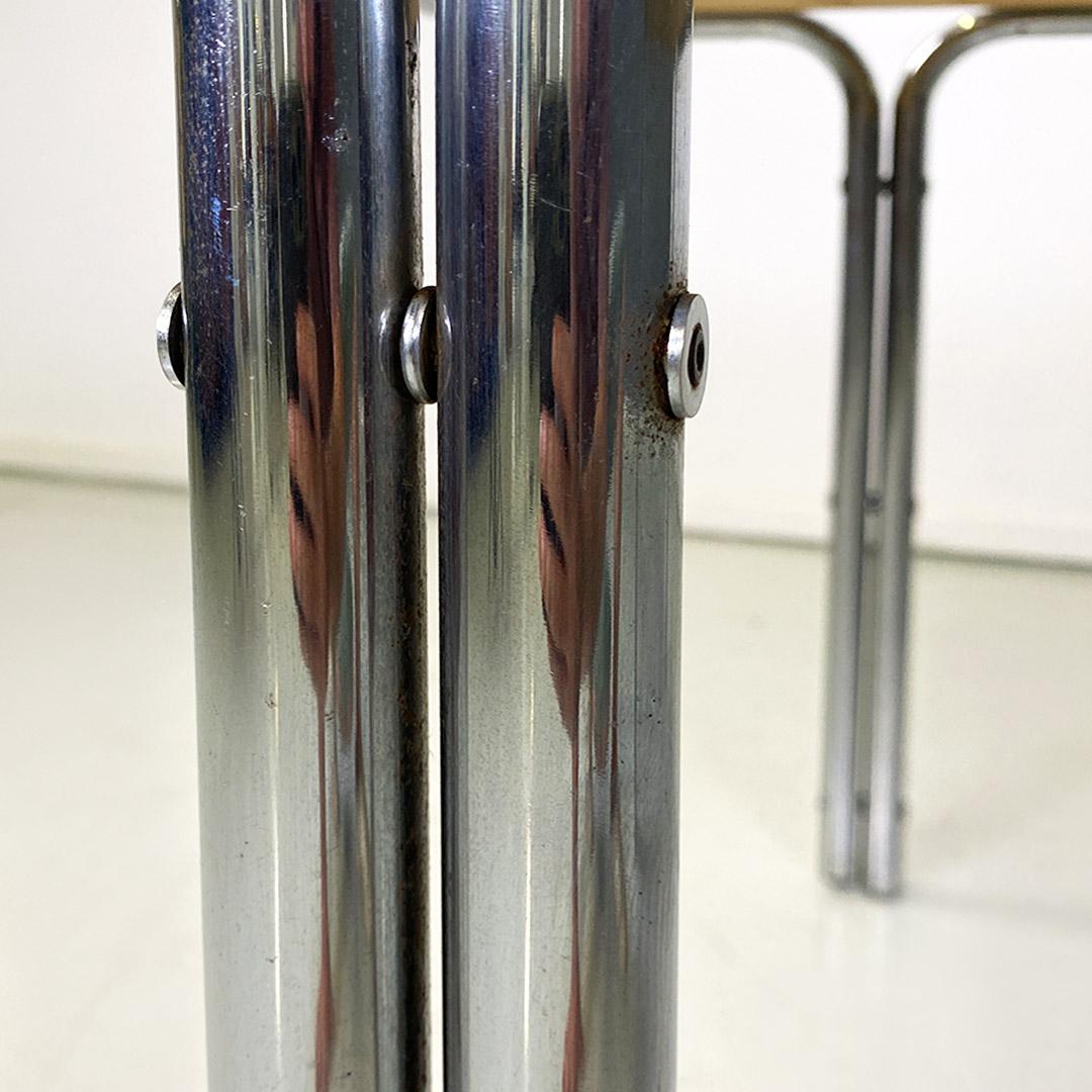 Italian modern tubular steel and smoked glass dining table or desk, 1970s For Sale 7