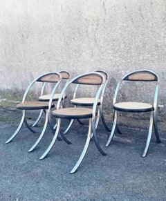 Italian Modern Tubular Steel and Wood Chairs, Italy 70s, Set of 5