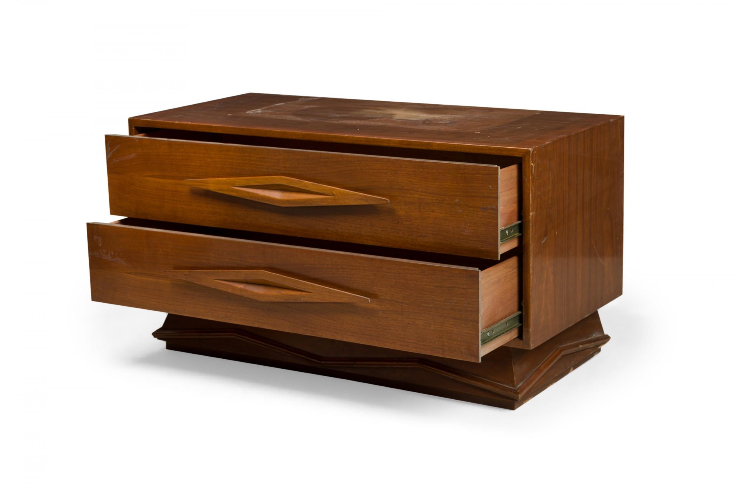 Wood Italian Modern Two Drawer Bedside Table / Night Stand, manner of Gio Ponti For Sale