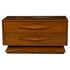 Comodino moderno italiano a due cassetti / comodino, alla maniera di Gio Ponti