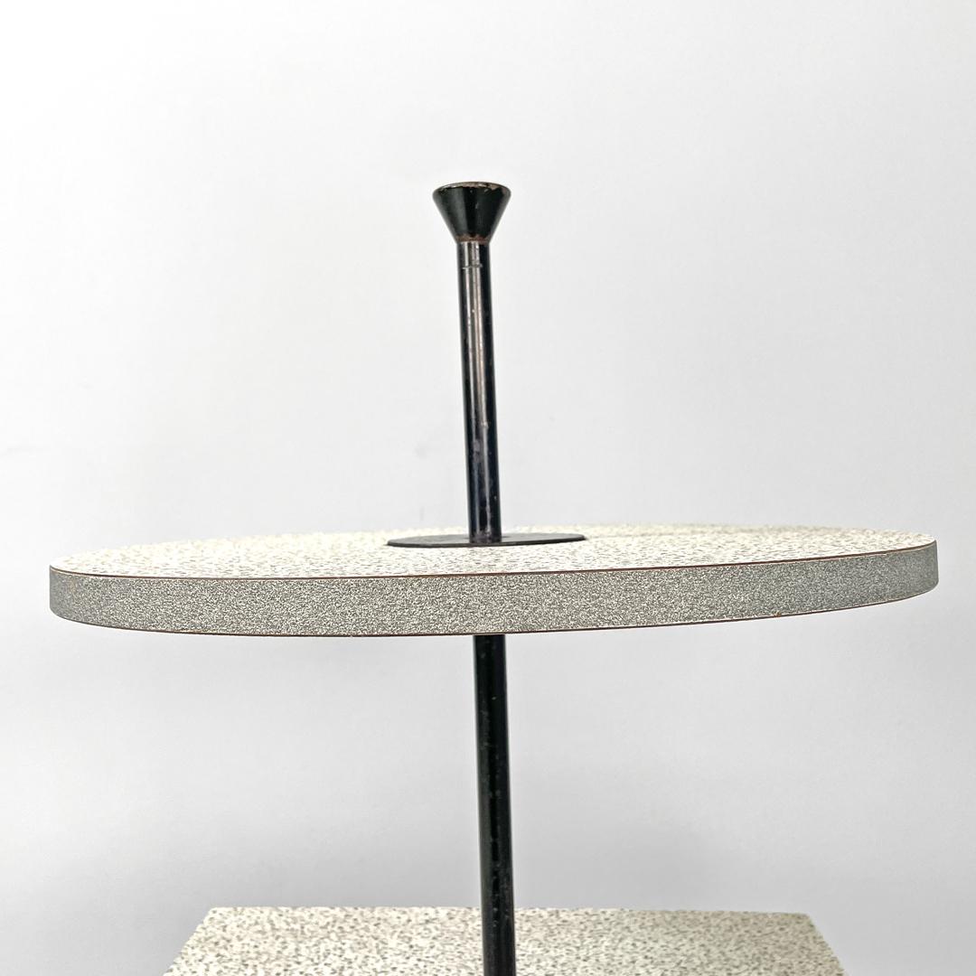 Italian modern two laminate tops coffee table with travertine base, 1980s For Sale 2
