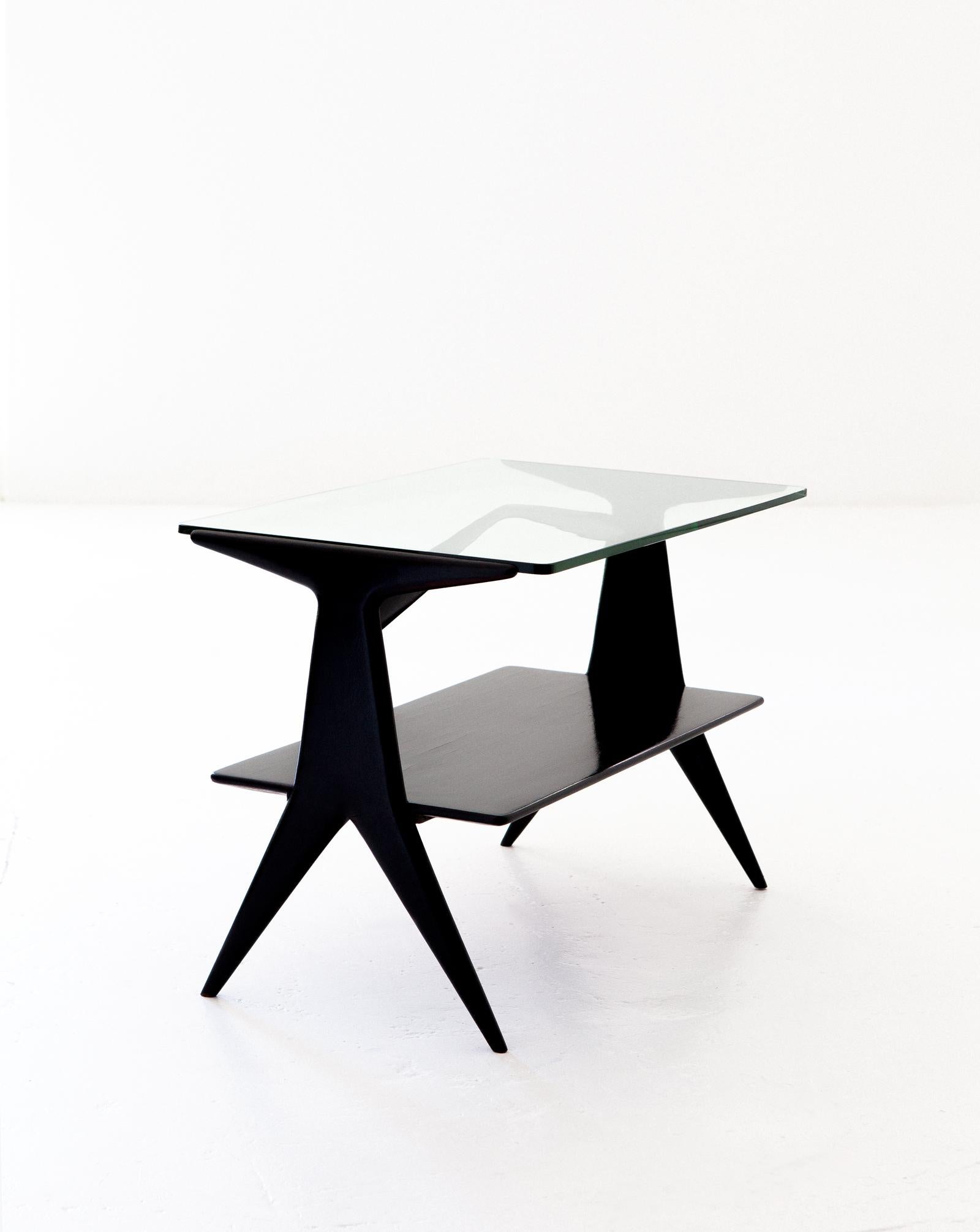 Mid-20th Century Italian Modern Two Levels Black Coffee Table, 1950s