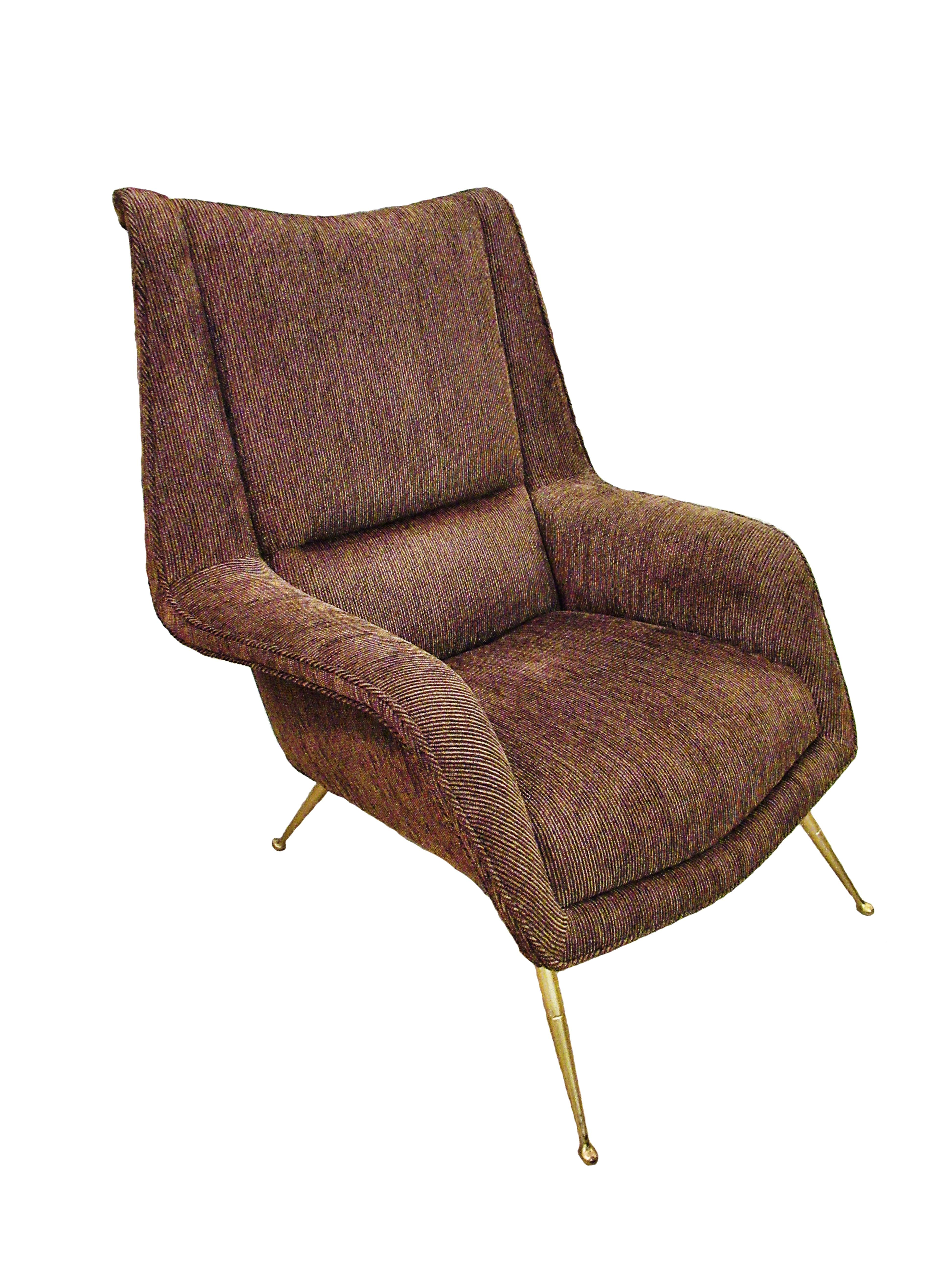 The fully upholstered frame with splayed legs.
