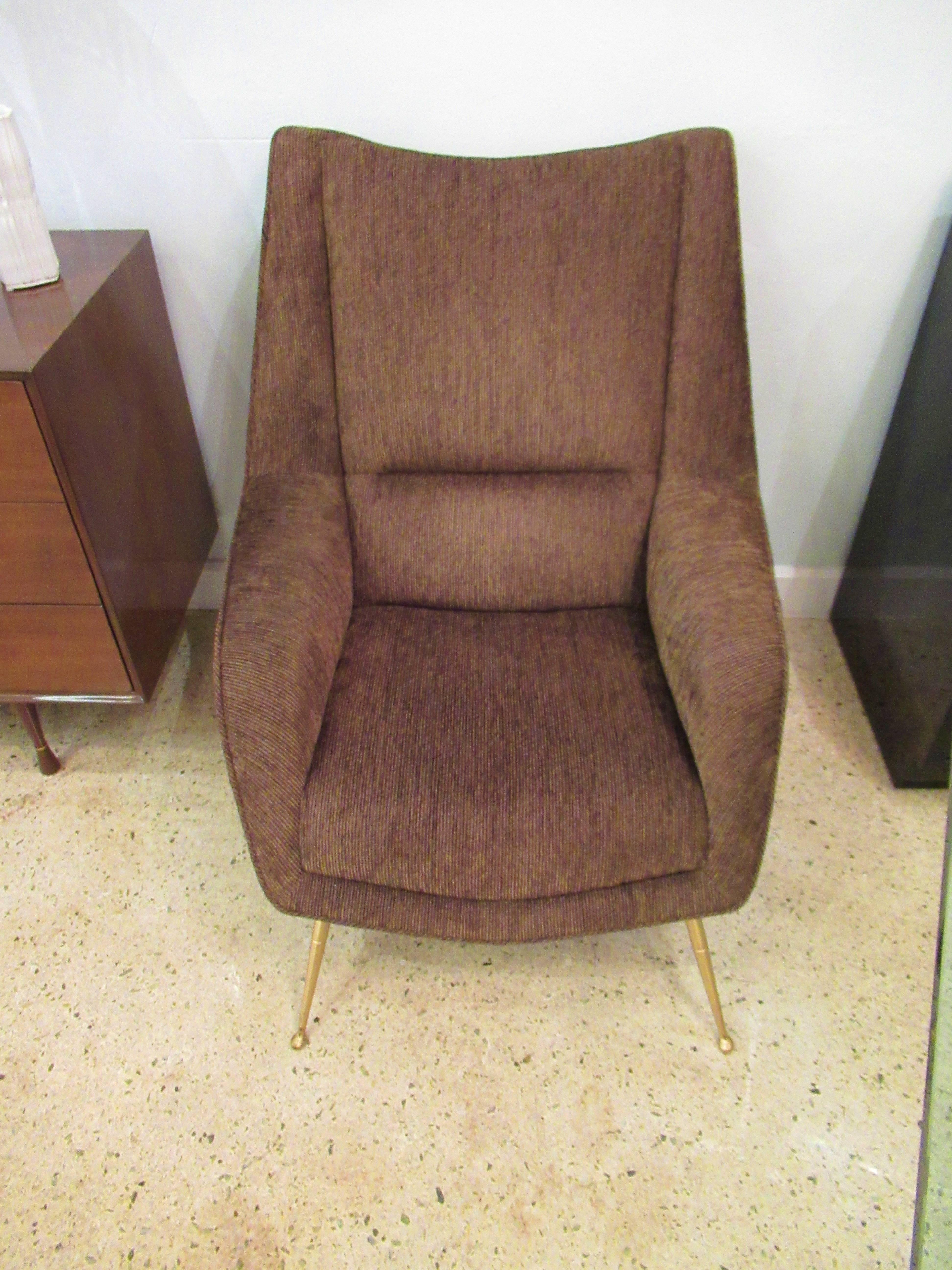 Mid-Century Modern Italian Modern Upholstered Armchair, Carlo di Carli, 1950's For Sale