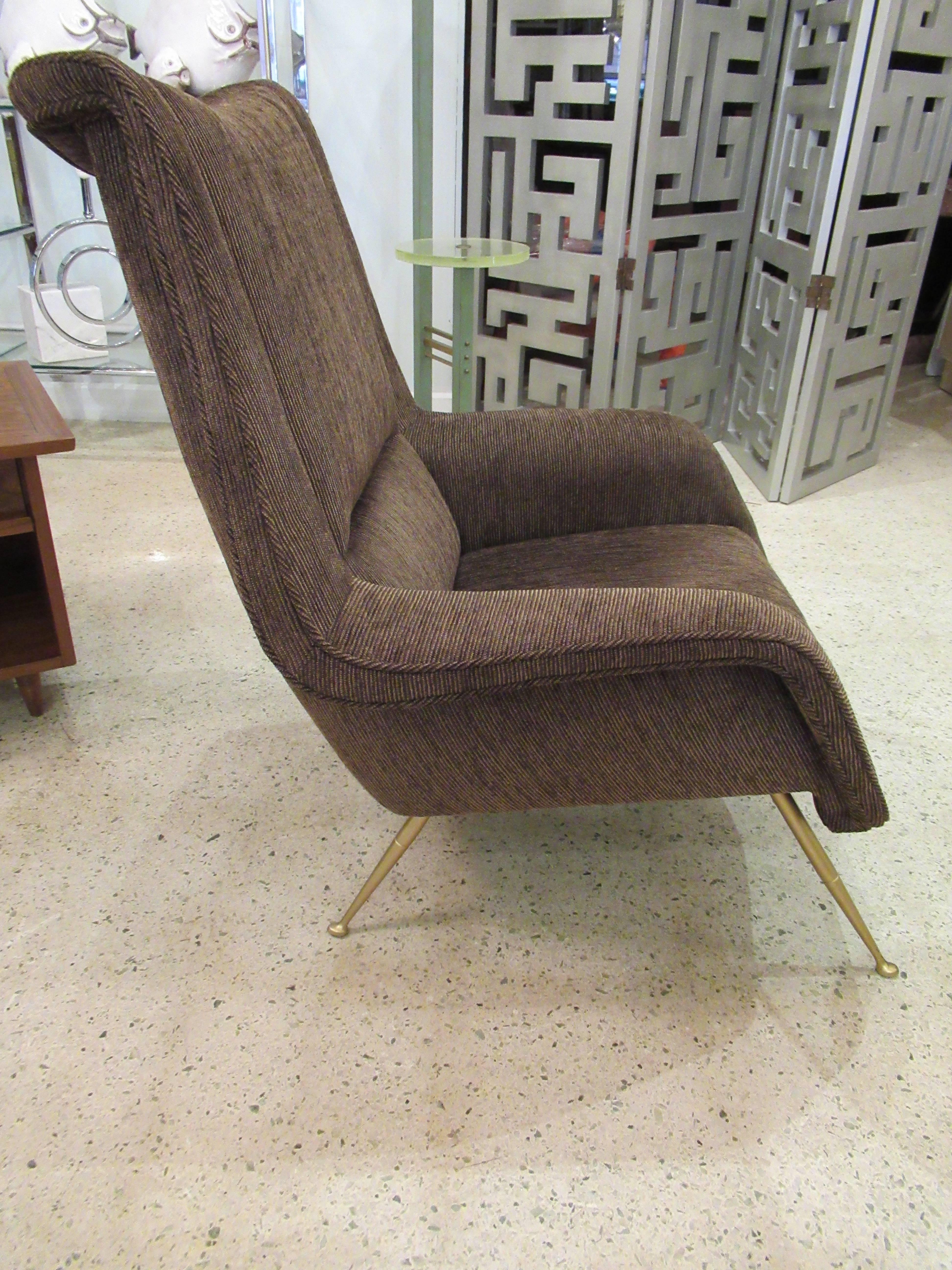 Upholstery Italian Modern Upholstered Armchair, Carlo di Carli, 1950's For Sale