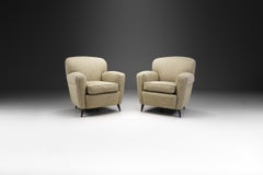Italian Modern Upholstered Armchairs with Tapered Feet, Italy, circa 1950s