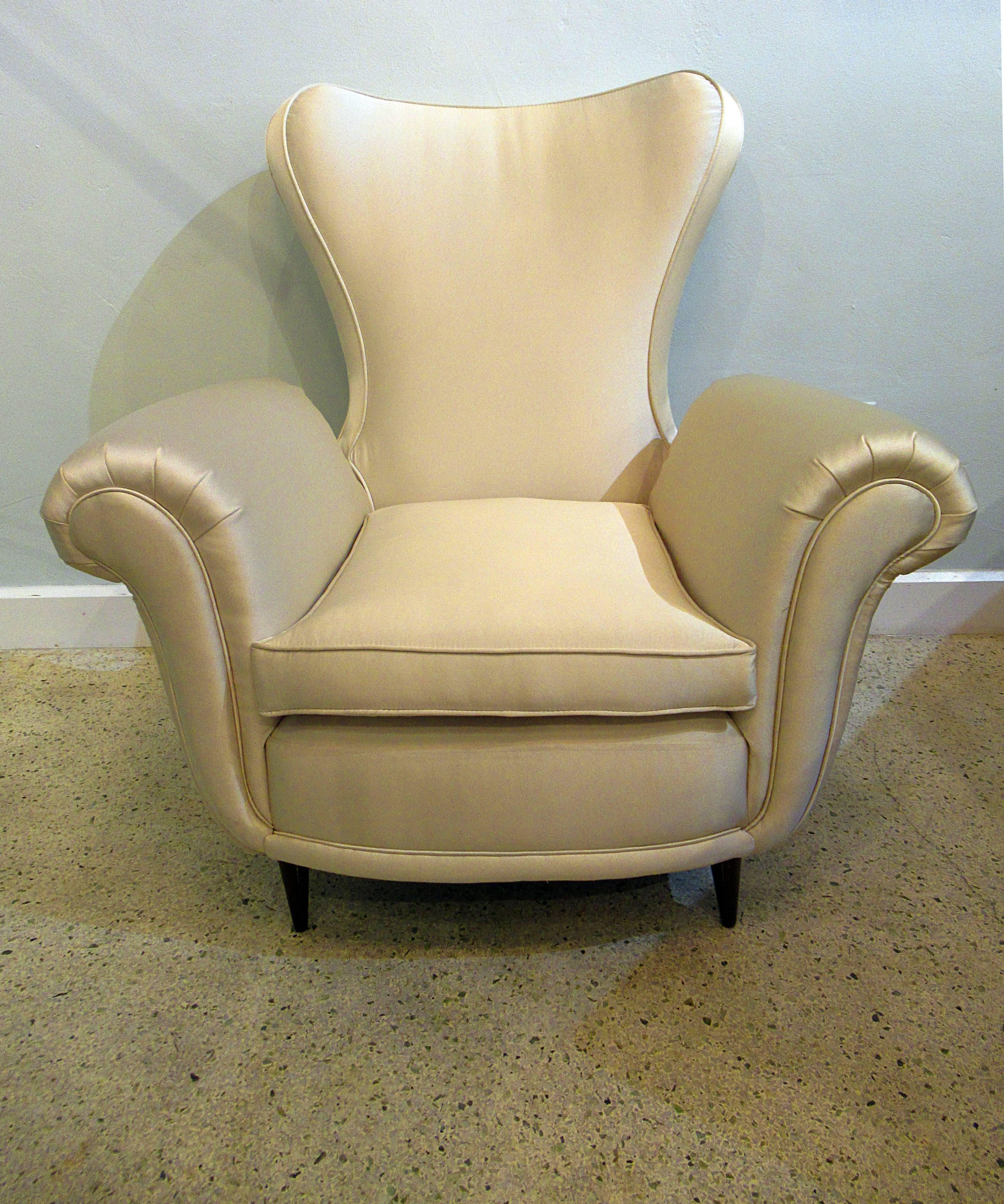 Italian Modern Upholstered Scrolled Arm Occasional Chair, Paolo Buffa, 1950's For Sale 6