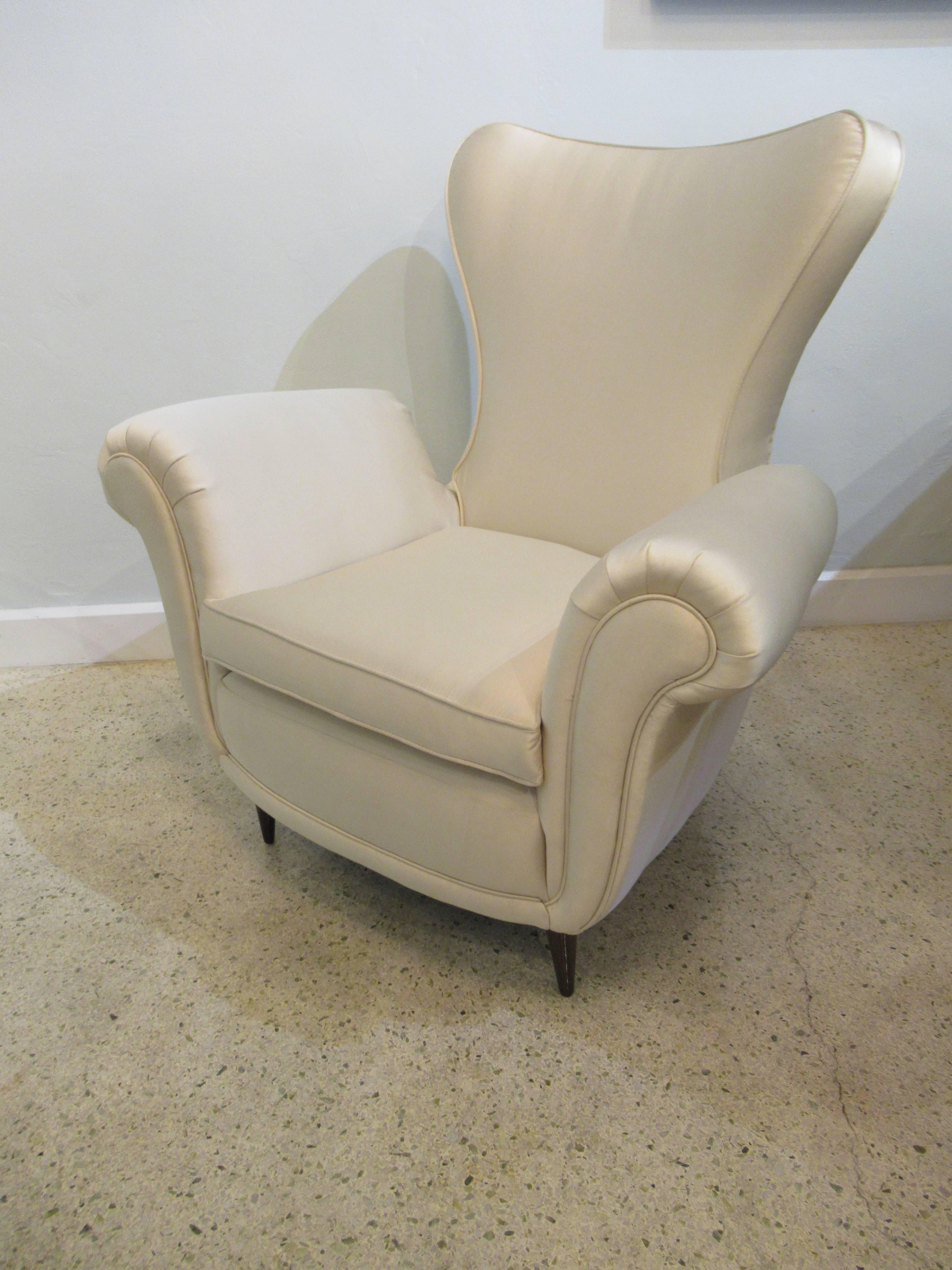 Italian Modern Upholstered Scrolled Arm Occasional Chair, Paolo Buffa, 1950's For Sale 2