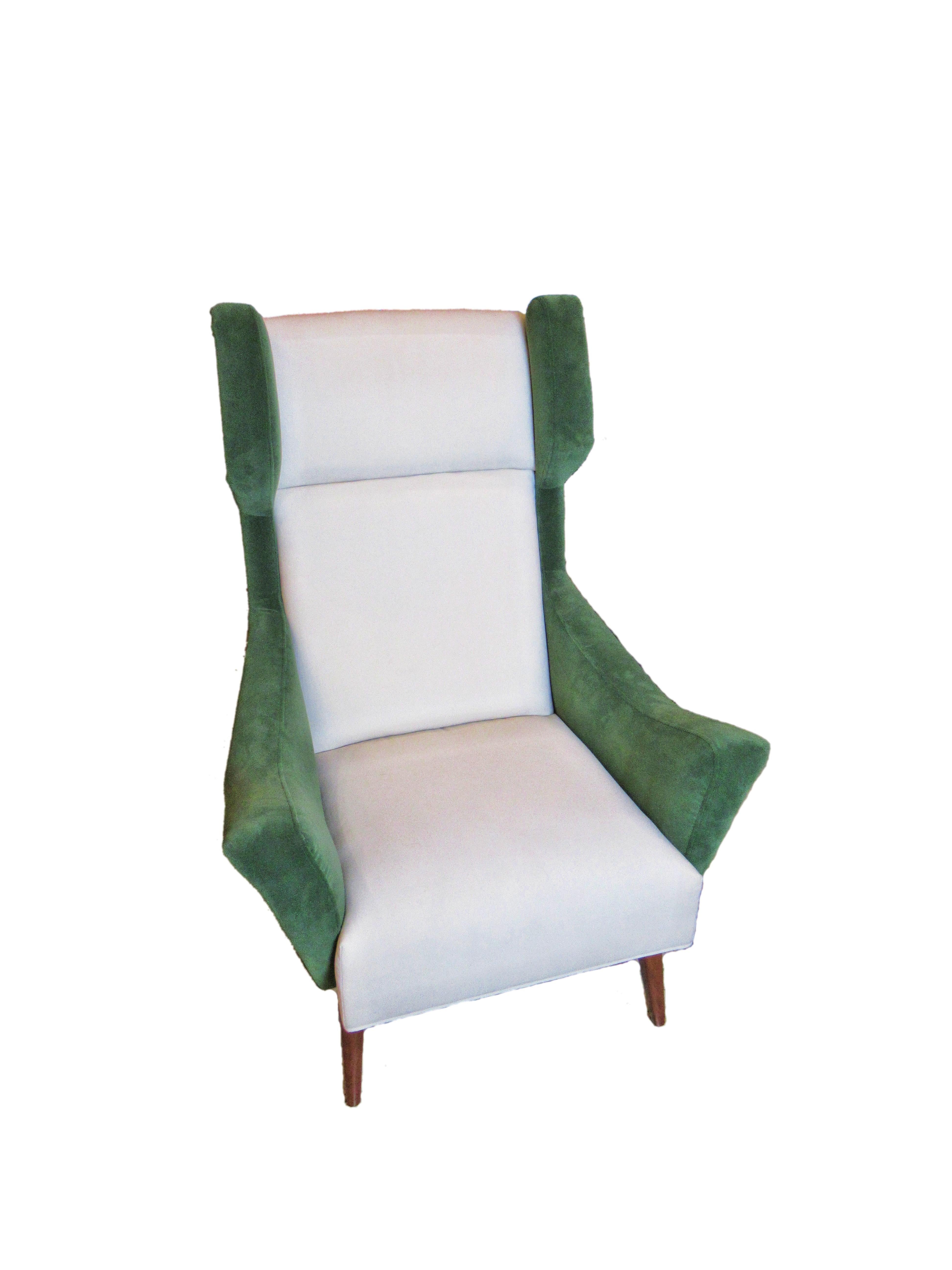 Upholstery Italian Modern Upholstered Wing Chair, Gio Ponti, 1950's For Sale