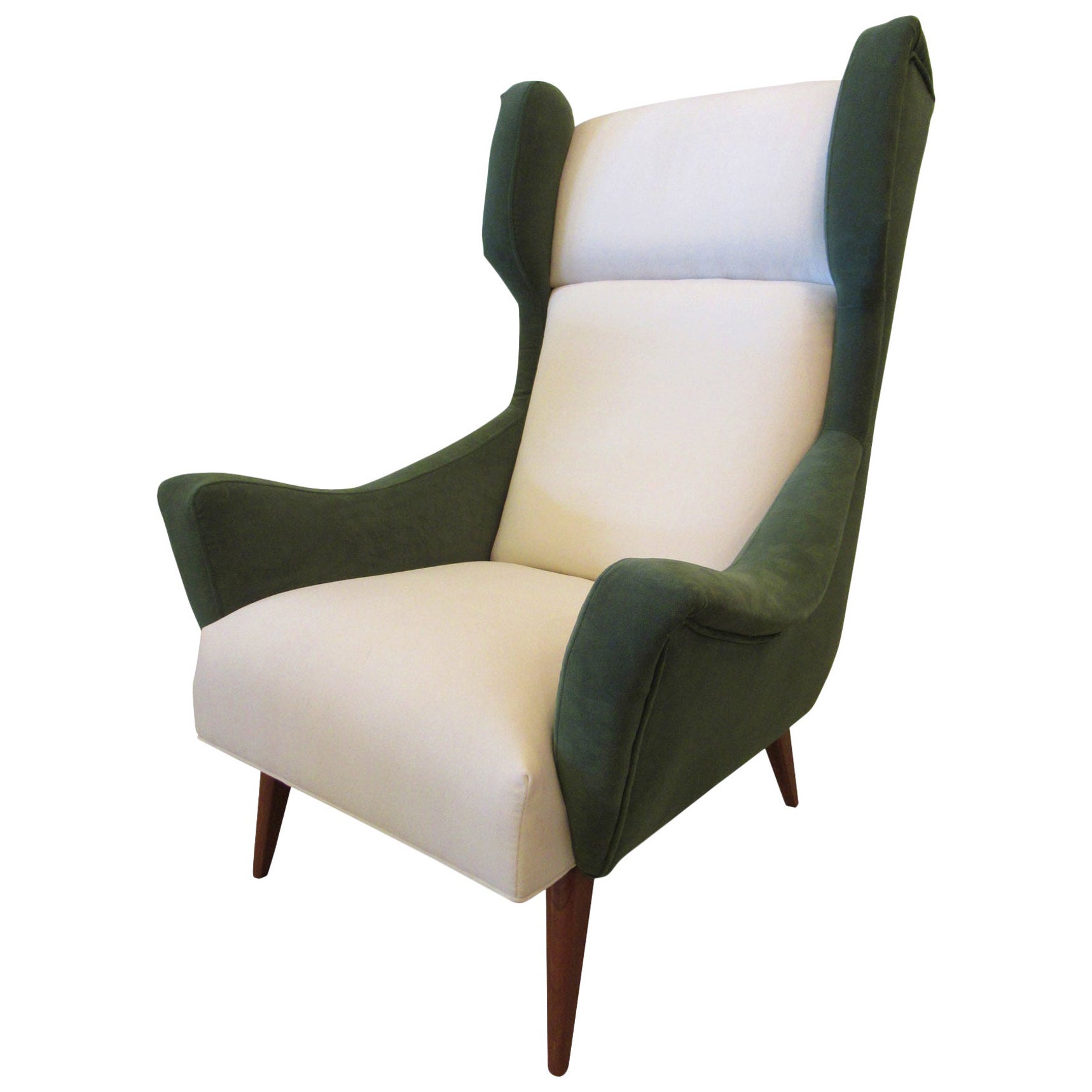 Italian Modern Upholstered Wing Chair, Gio Ponti, 1950
s For Sale