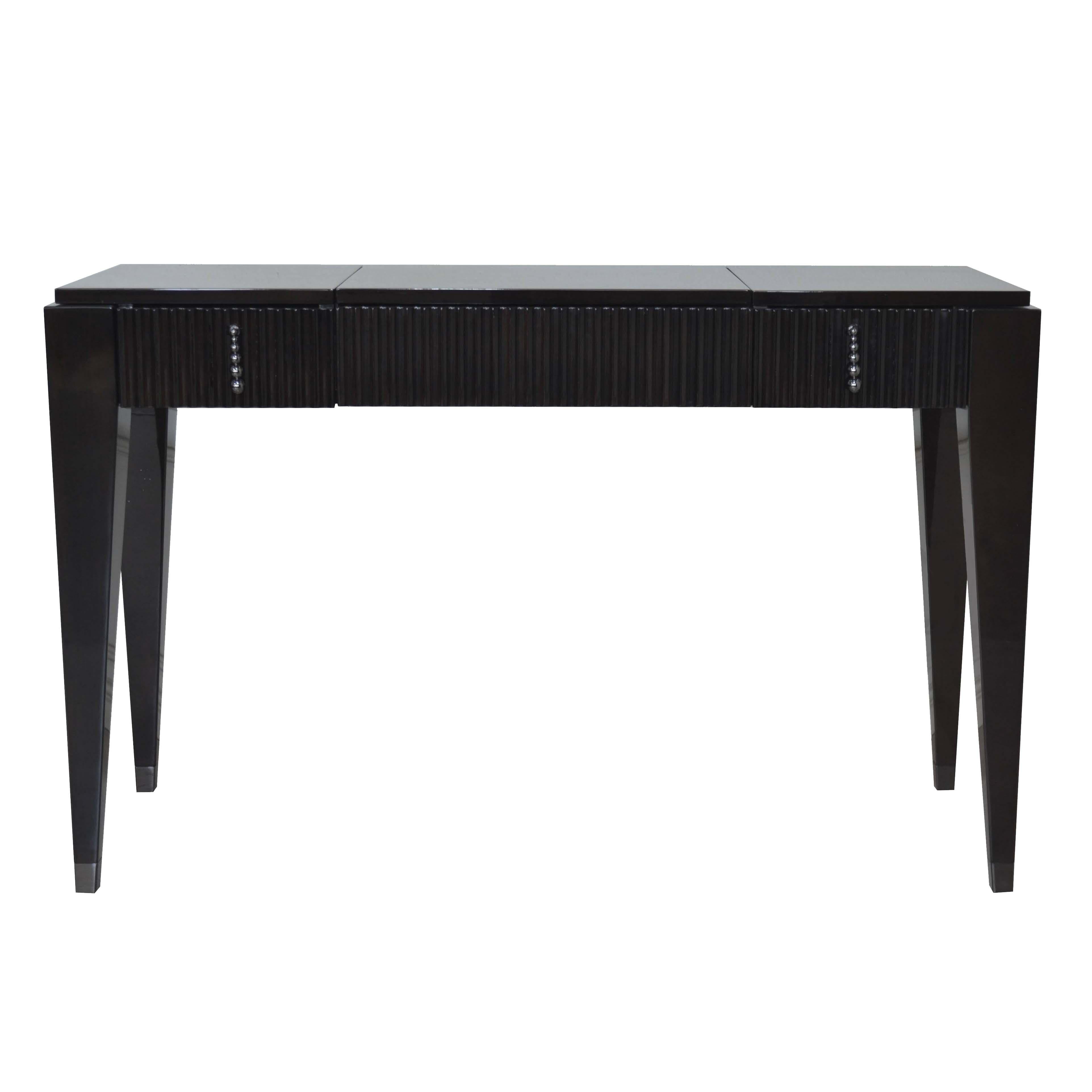 Italian Modern Vanity Table in Dark High-Gloss Ebony Finishing with Two Drawers In New Condition For Sale In Concordia Sagittaria, Veneto