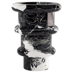 Italian Modern Vase in Grand Antique Natural Marble, Black and White