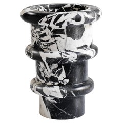 Italian Modern Vase in Grand Antique Natural Marble, Black and White