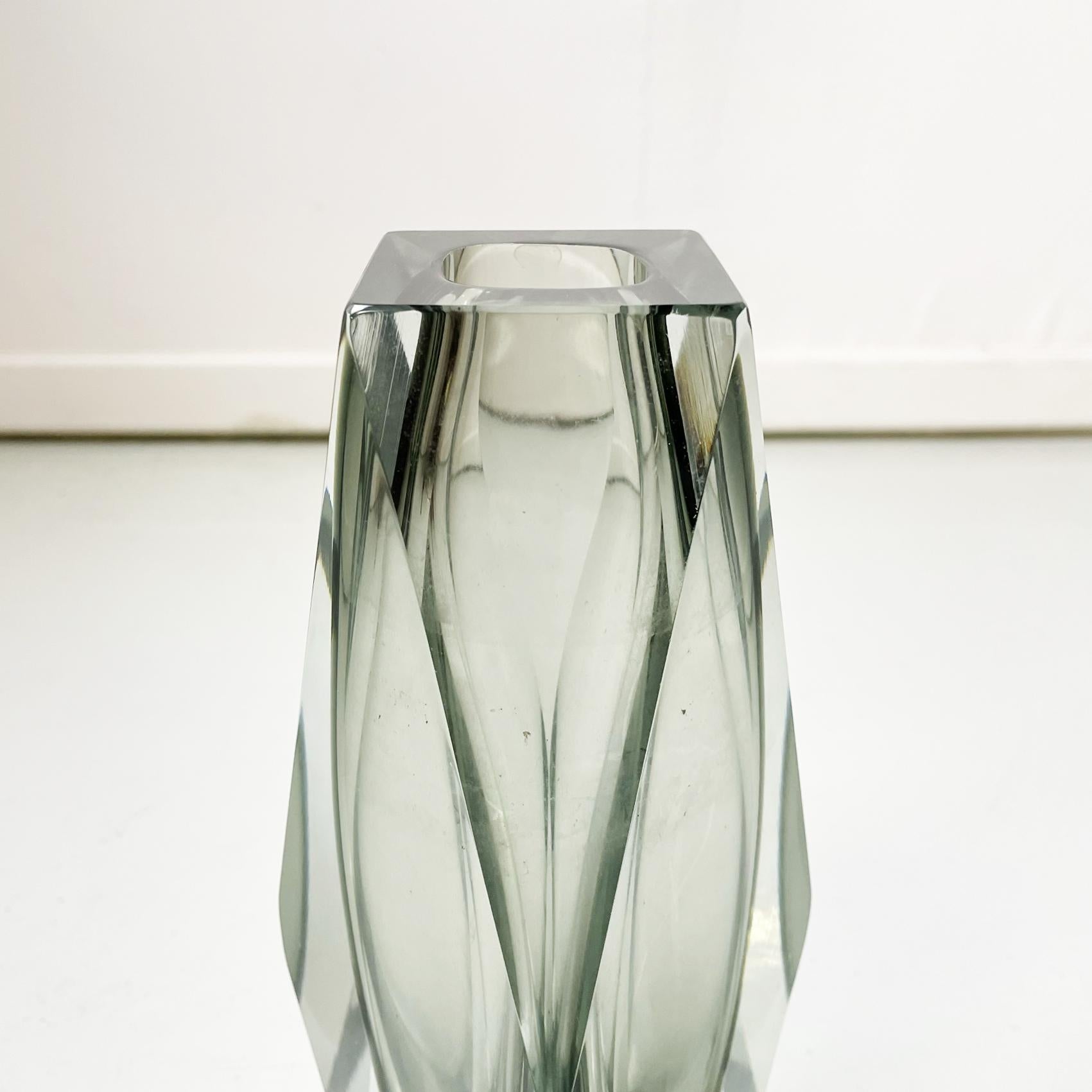 Late 20th Century Italian Modern Vase in Grey Murano Glass from the I Sommersi Series, 1970s For Sale
