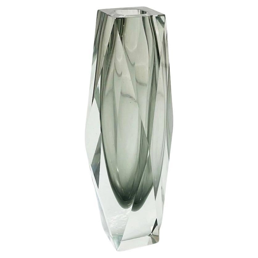 Italian Modern Vase in Grey Murano Glass from the I Sommersi Series, 1970s For Sale