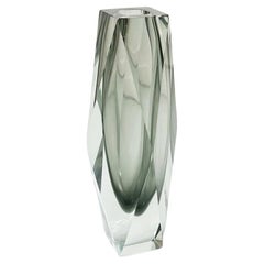 Vintage Italian Modern Vase in Grey Murano Glass from the I Sommersi Series, 1970s