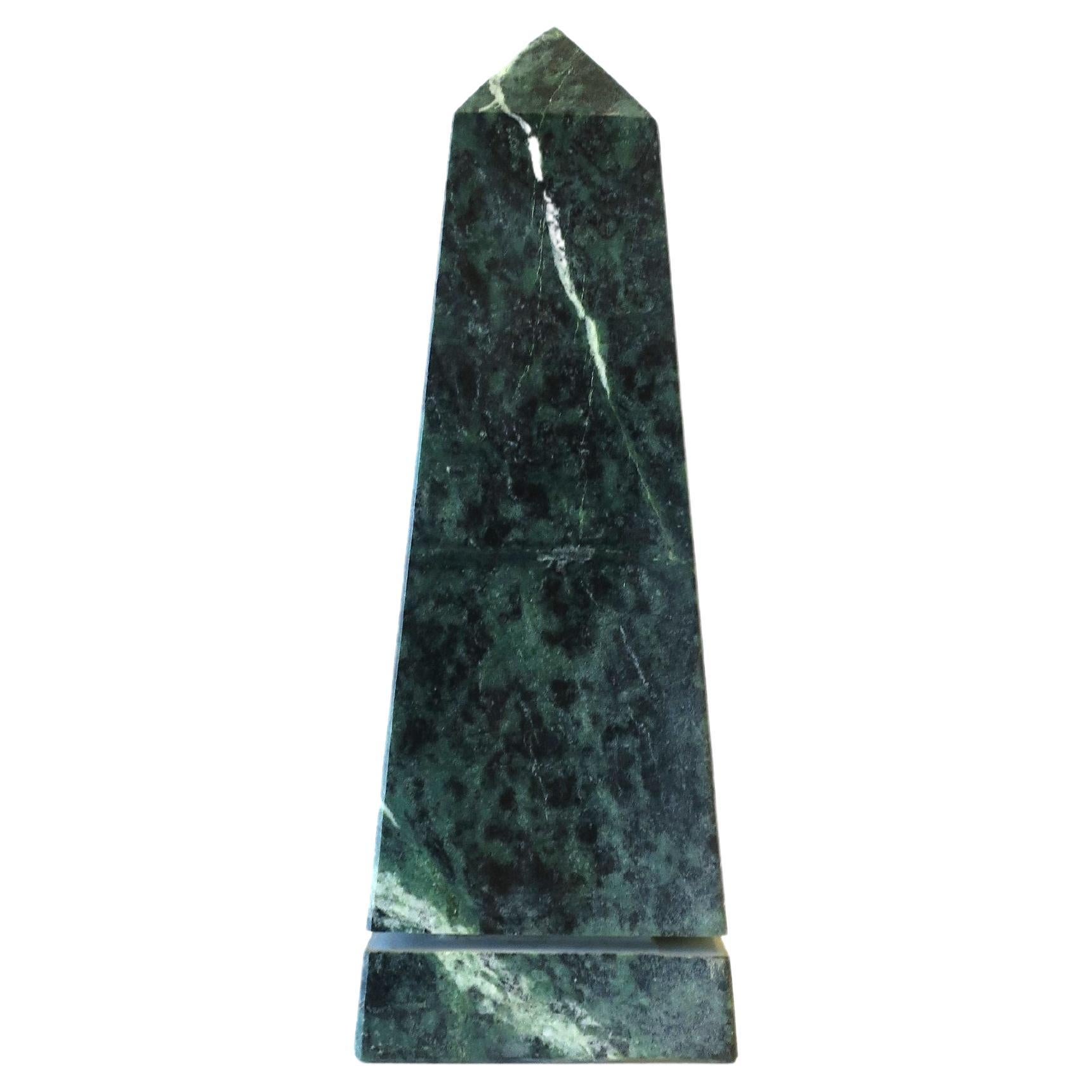 Italian Modern Verde Green Marble Obelisk Sculpture, circa 1970s