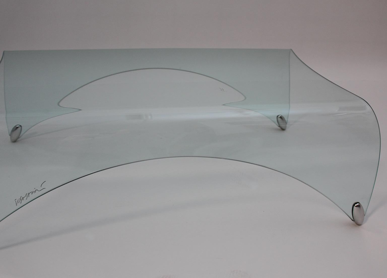 Moderner italienischer moderner Vintage-Sofatisch aus klarem Glas Genio Massimo Ghini, Italien, 20. Jahrhundert im Angebot 6