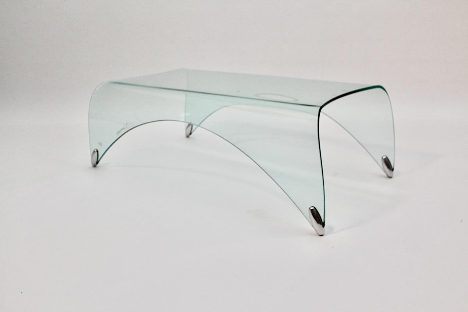 Moderner italienischer moderner Vintage-Sofatisch aus klarem Glas Genio Massimo Ghini, Italien, 20. Jahrhundert im Angebot 9