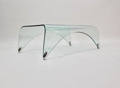 Italian Modern Vintage Clear Glass Sofa Table Genio Massimo Ghini Italy 20th