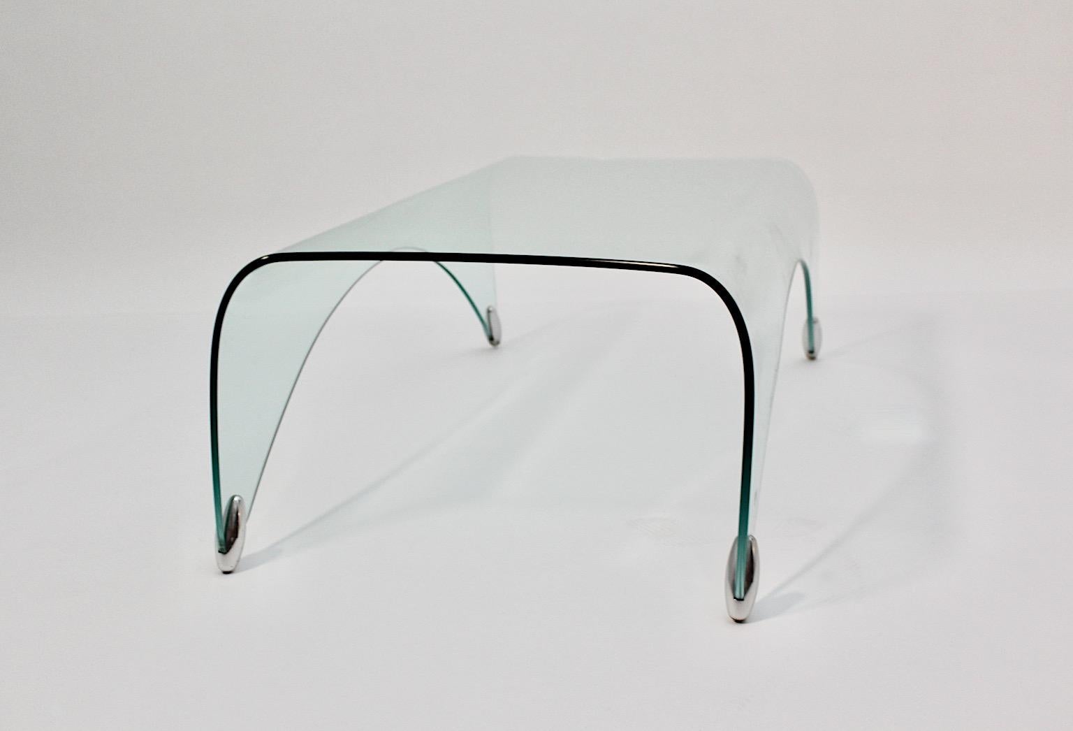 Italian Modern Vintage Clear Glass Sofa Table Genio Massimo Ghini Italy 20th In Good Condition For Sale In Vienna, AT