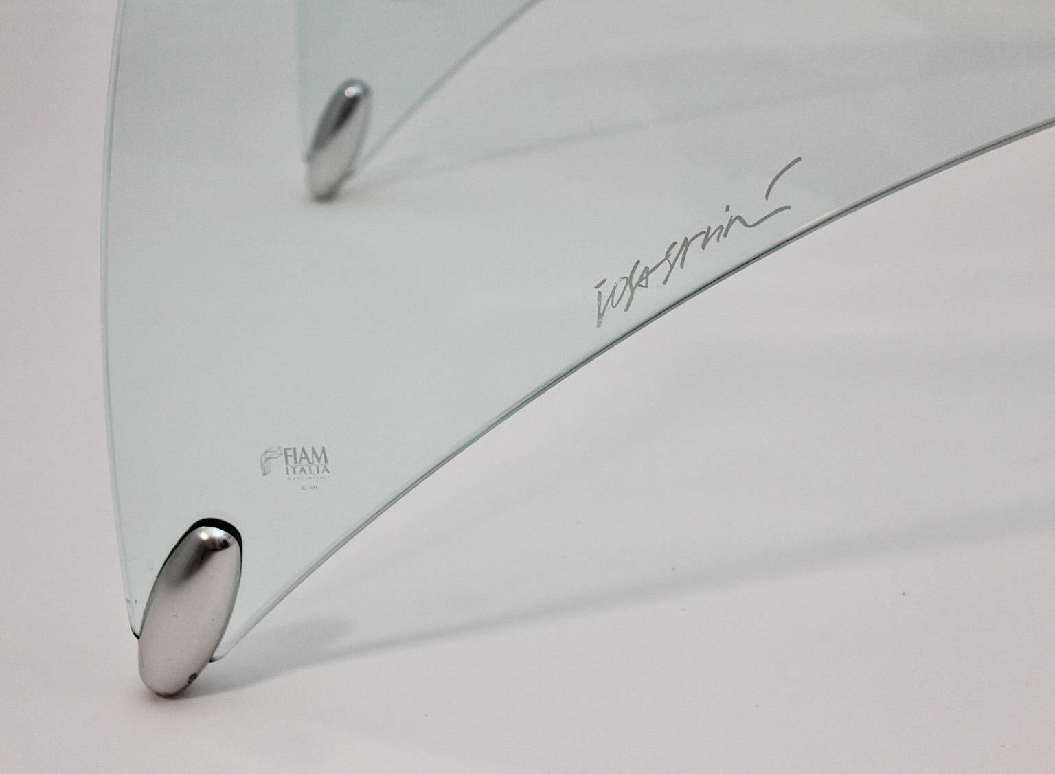 Italian Modern Vintage Clear Glass Sofa Table Genio Massimo Ghini Italy 20th For Sale 2