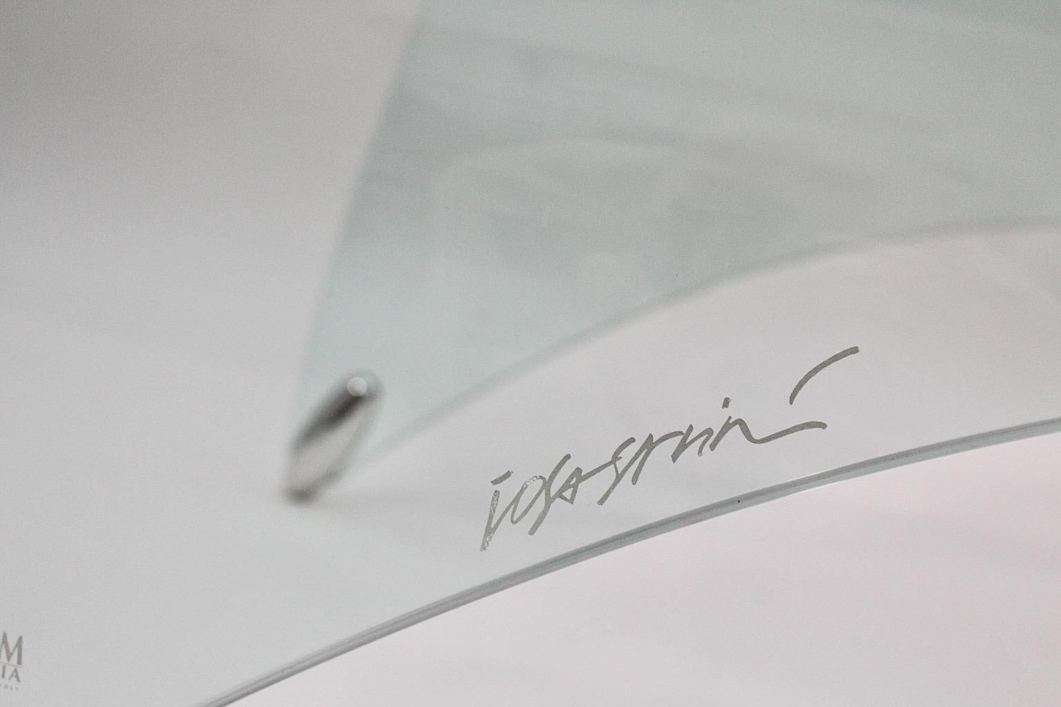 Italian Modern Vintage Clear Glass Sofa Table Genio Massimo Ghini Italy 20th For Sale 3