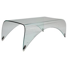Italian Modern Vintage Clear Glass Sofa Table Genio Massimo Ghini Italy 20th