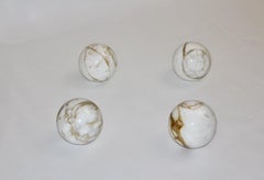 Italian Modern Vintage Four White Brown Marble Bullets, Italy, 1970s