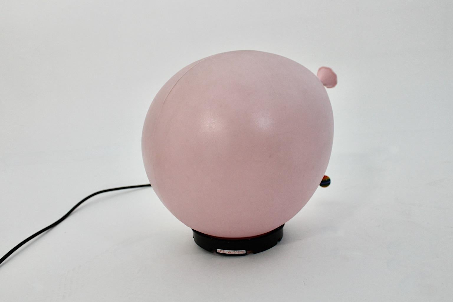 Italian Modern Vintage Pink Plastic Balloon Table Lamp Sconce Yves Christin, 1980 For Sale 1