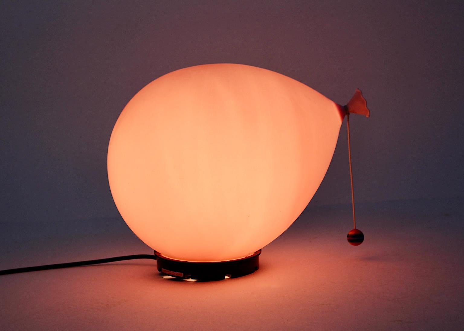 Italian Modern Vintage Pink Plastic Balloon Table Lamp Sconce Yves Christin, 1980 For Sale 2
