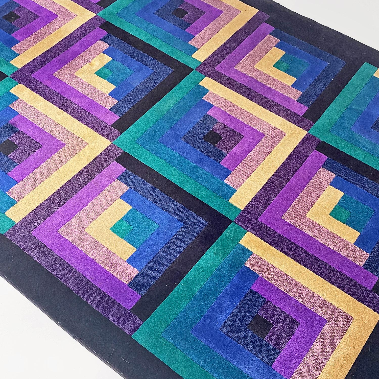Italian modern virgin wool carpet geometric pattern by Missoni, T&J Vestor 1980 For Sale 5