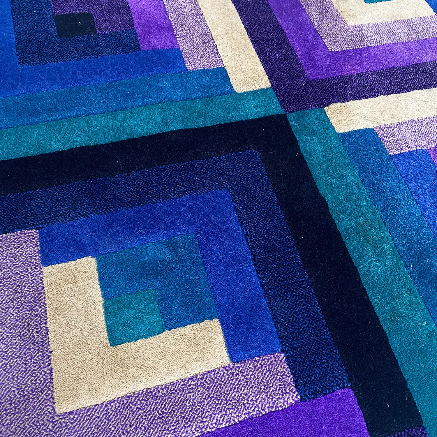 Italian modern virgin wool carpet geometric pattern by Missoni, T&J Vestor 1980 For Sale 11