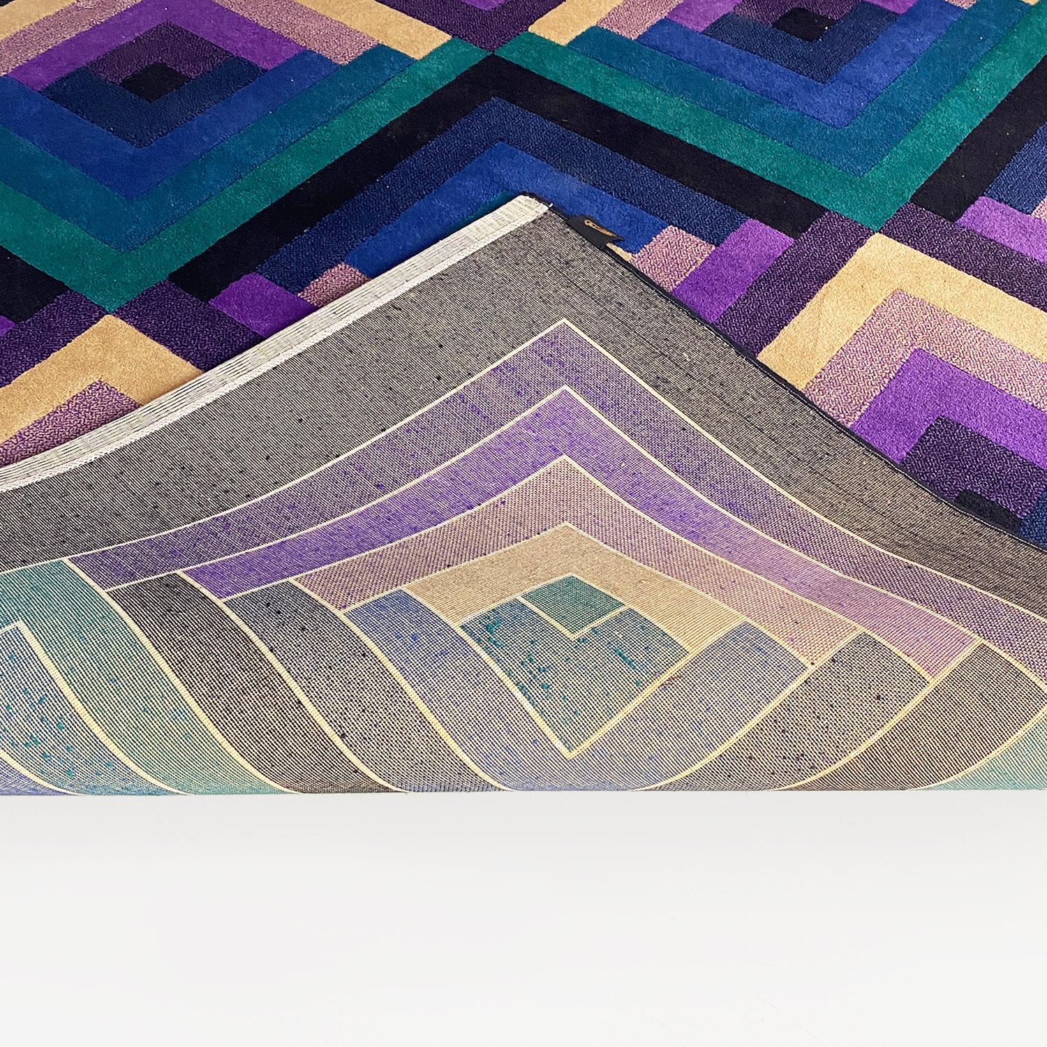 Italian modern virgin wool carpet geometric pattern by Missoni, T&J Vestor 1980 For Sale 13