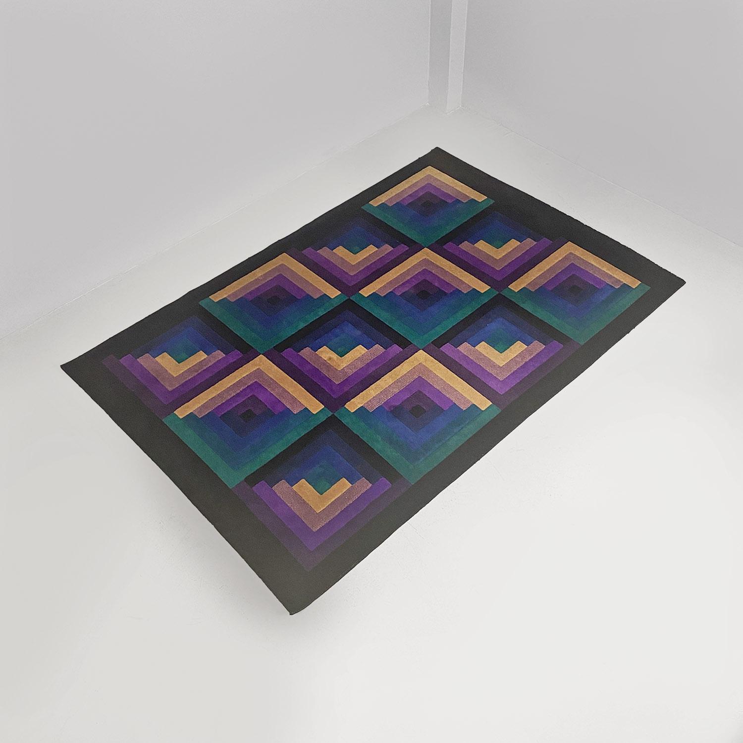 Late 20th Century Italian modern virgin wool carpet geometric pattern by Missoni, T&J Vestor 1980 For Sale