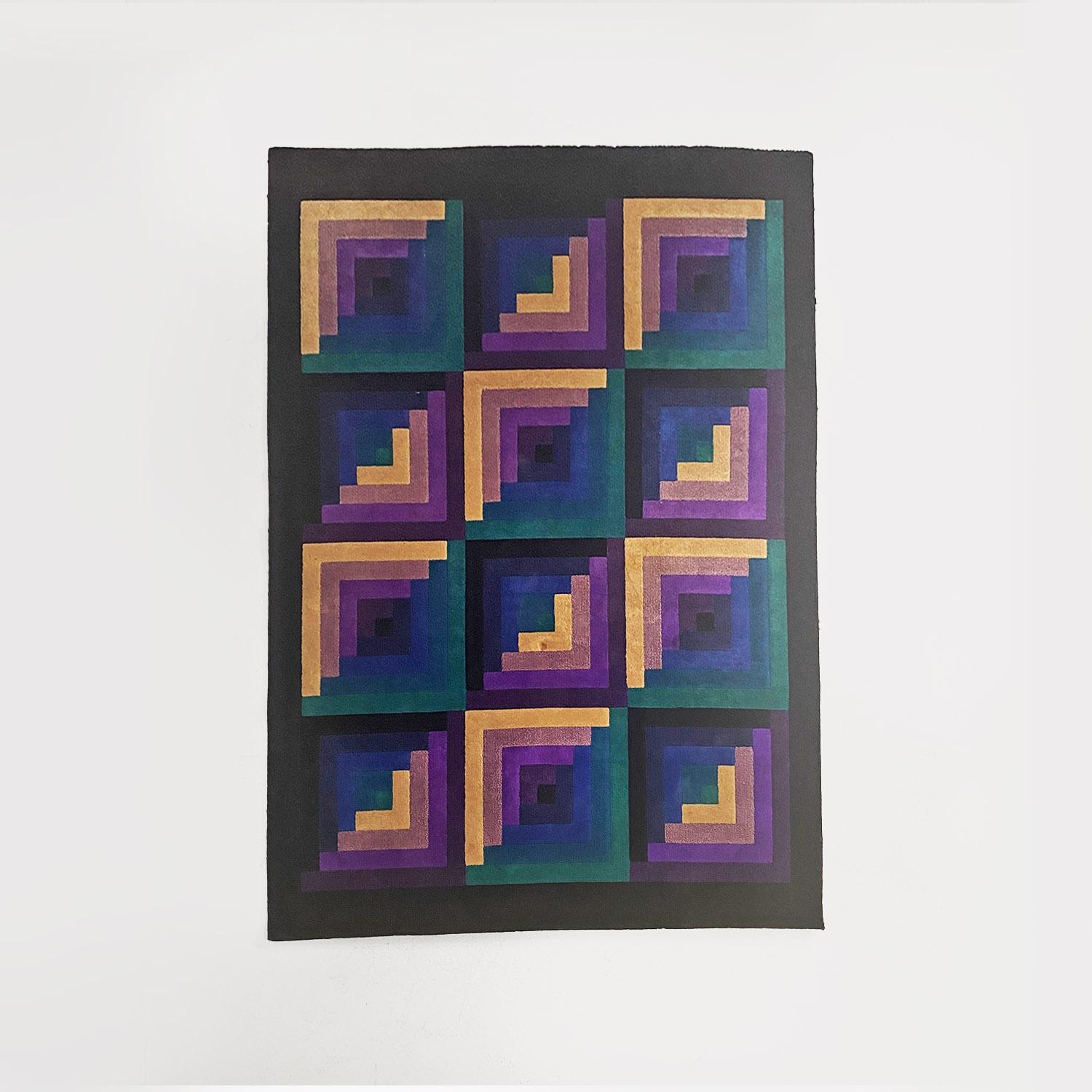 Wool Italian modern virgin wool carpet geometric pattern by Missoni, T&J Vestor 1980 For Sale