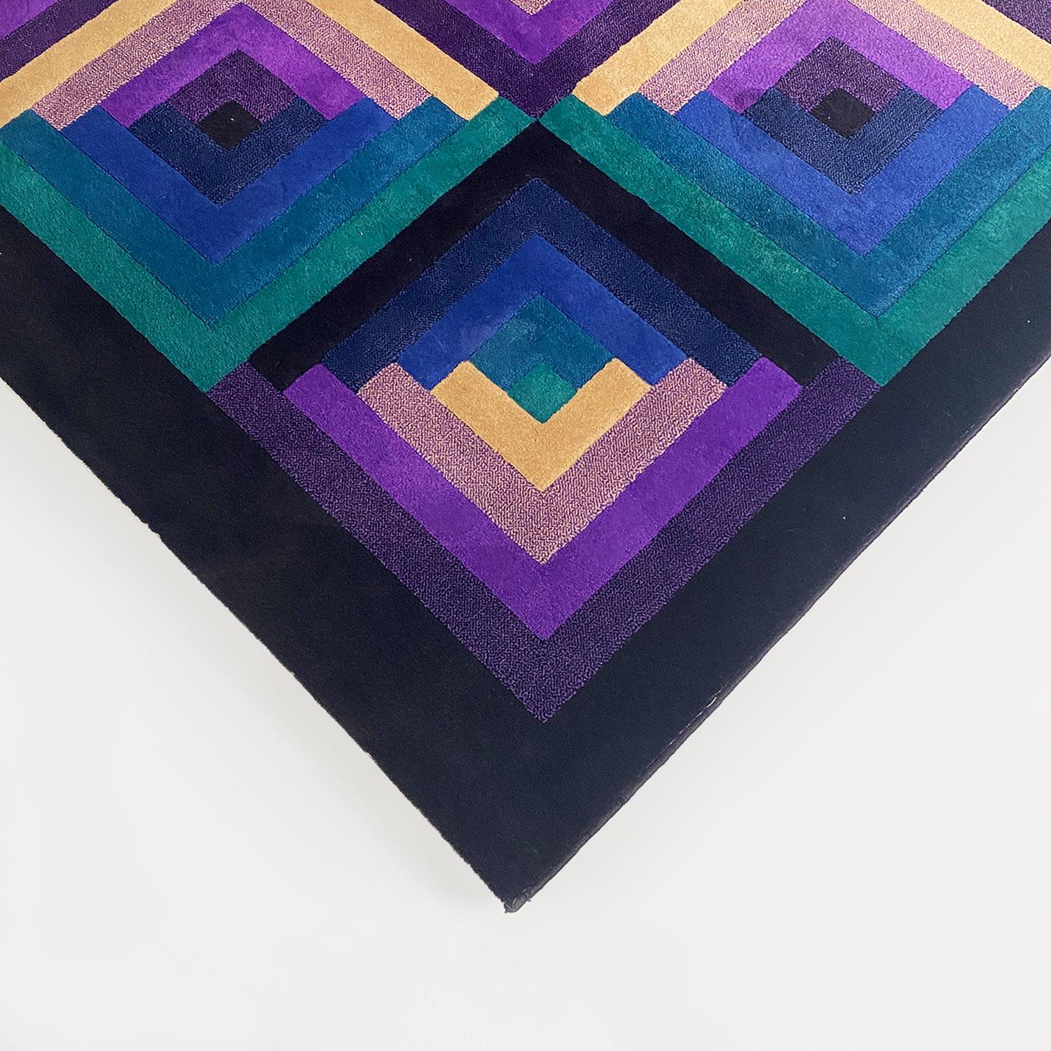 Italian modern virgin wool carpet geometric pattern by Missoni, T&J Vestor 1980 For Sale 2