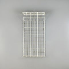 Italian Modern Wall Coat Hanger with Hat and Umbrella Stand White Metal Rod 1970