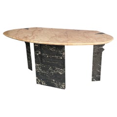 Italian modern wall console in black and pink marble, 1980s