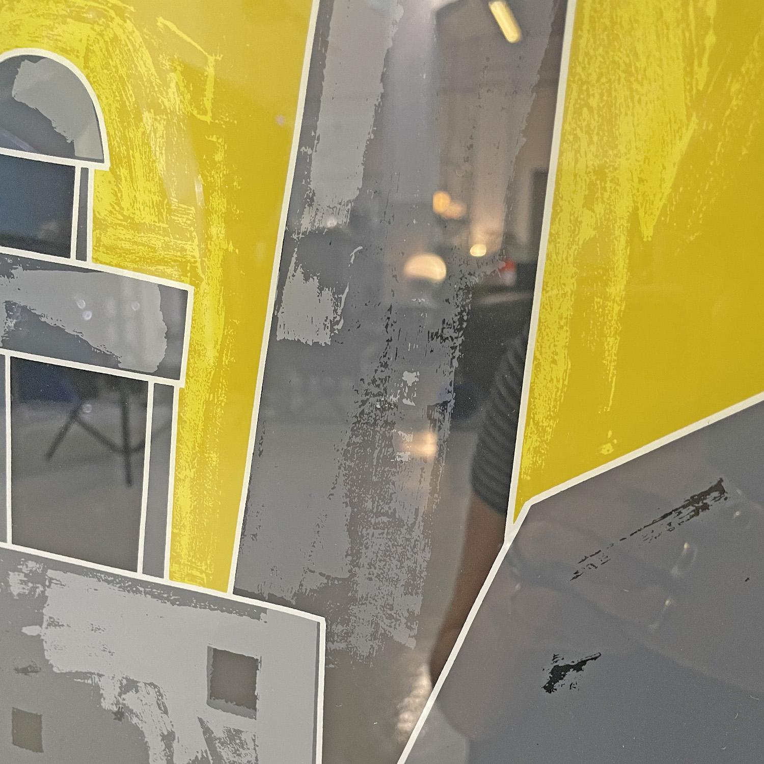 Late 20th Century Italian modern wall mirror La Città by Emilio Tadini for Rimadesio, 1983