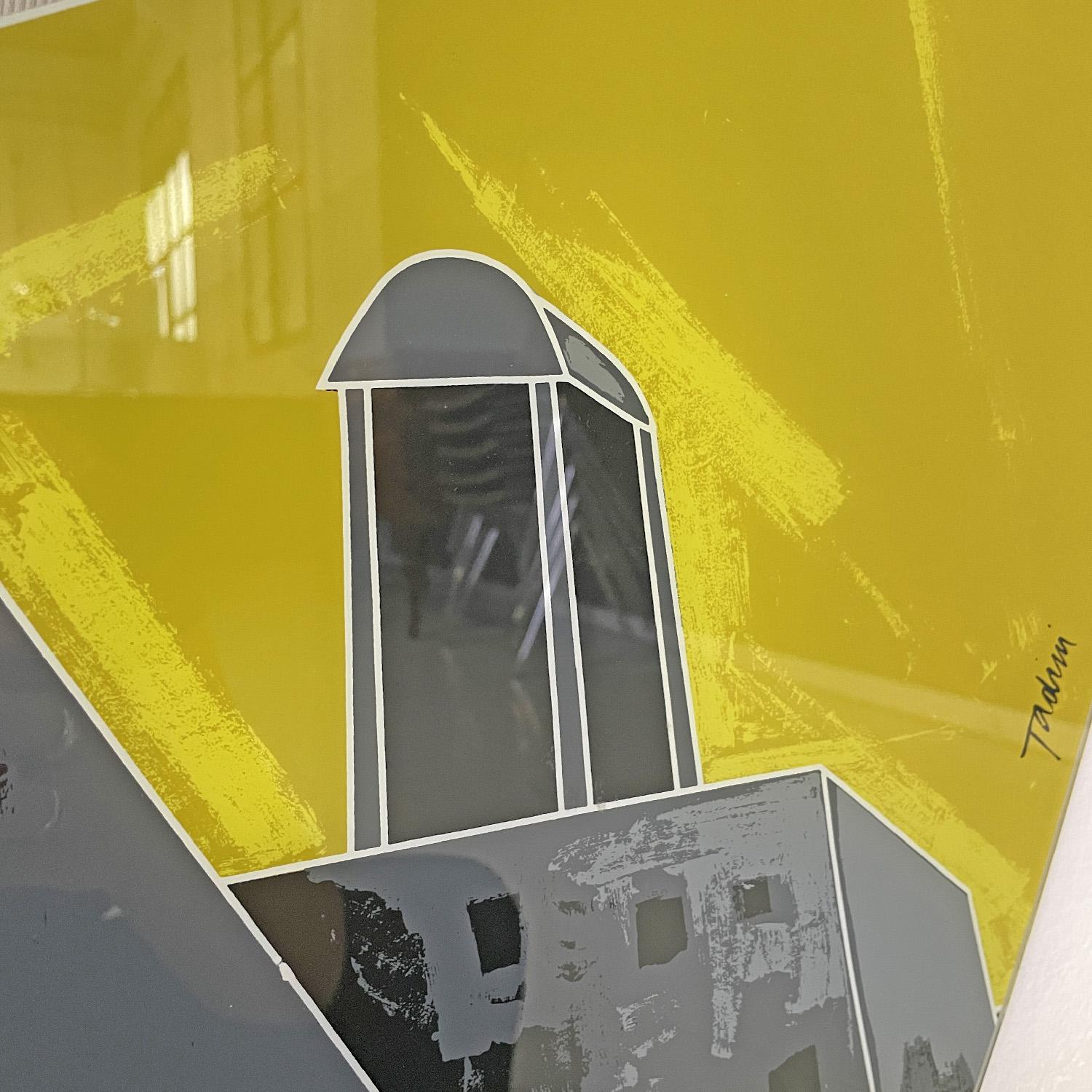 Vetro Italian modern wall mirror La Città by Emilio Tadini for Rimadesio, 1983