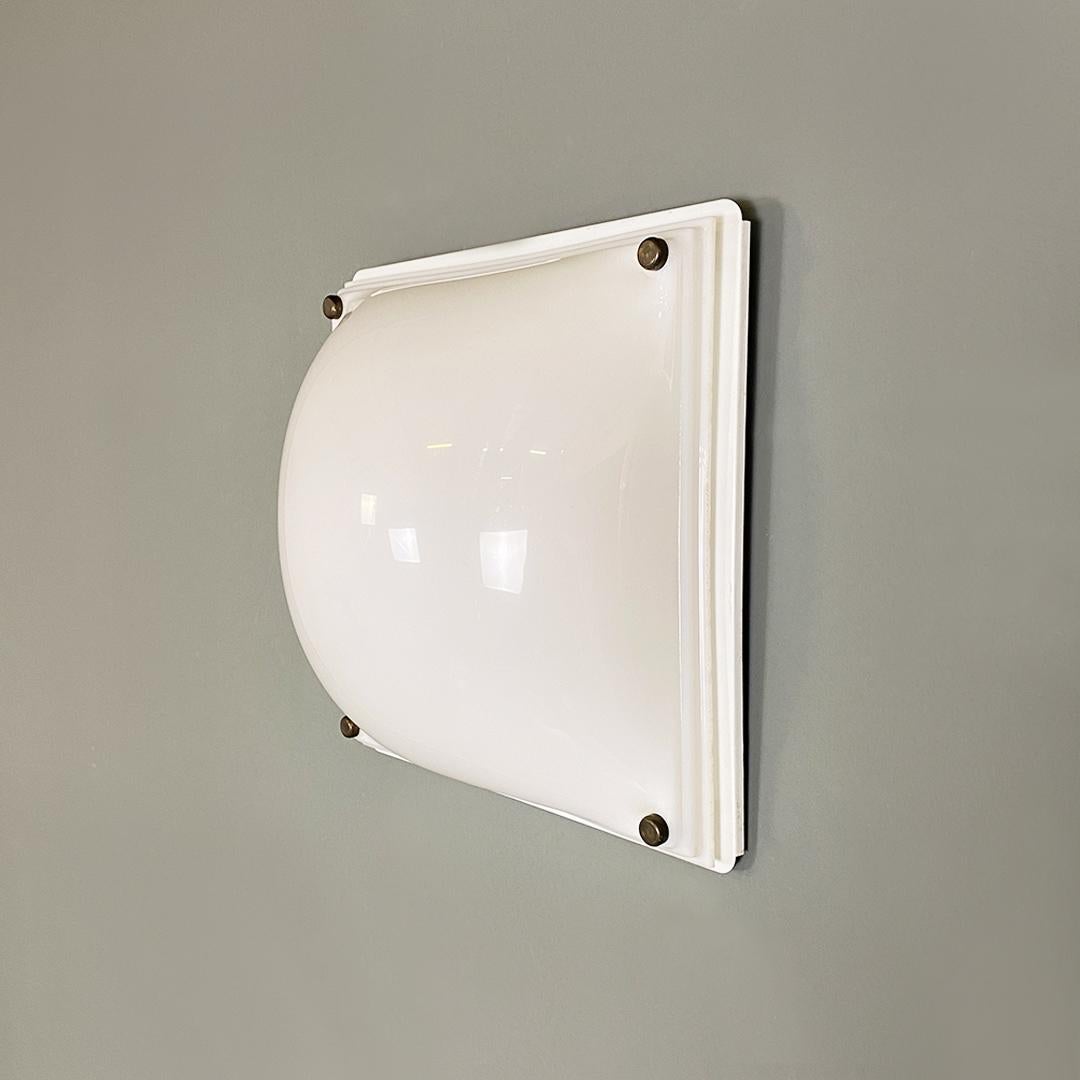 Late 20th Century Italian Modern Wall or Ceiling White Plexiglass and Metal Lamp, 1970s For Sale